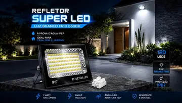 refletor super led 400w ip67 bivolt 6500k
