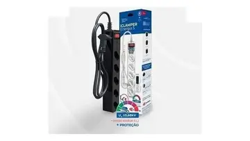 filtro de linha clamper iclamper energia 5 tomadas 3 pinos 10a preto