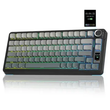 Teclado Mecanico Sem Fio Aula S75Pro 75% com iluminação Rgb, tela Tft