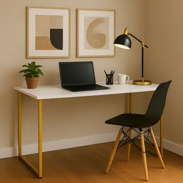 móveis escrivaninha industrial 110cm mesa estudo aparador pés aço