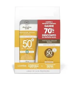Australian Gold Promopack Protetor Solar Gel Creme Corporal/Facial FPS 50 200 G/ 50 G