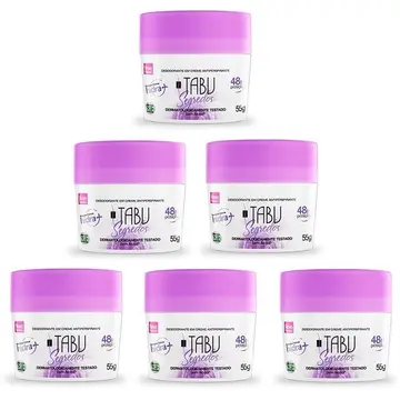 Kit 6 unid Desodorante Creme Antitranspirante Tabu Segredos 55G