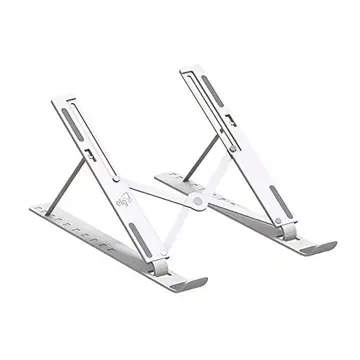 Suporte de Mesa Portátil para Notebook/Laptop de 10" a 17,3", 10 Níveis de Regulagem, Dobrável, Inclui Bolsa de Transporte, Branco, ELG