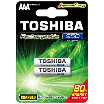 Pilha Recarregável AAA 1,2V 950mAh TNH3GAE TOSHIBA Cartela com 2 unid.