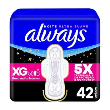 Always Noites Tranquilas Suave, Absorvente Tamanho XG, 42 Unidades