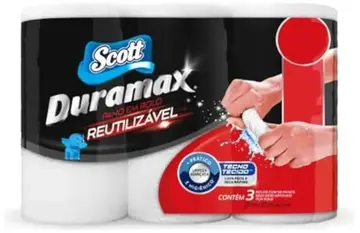 Scott Duramax Pano Reutilizável em Rolo, Branco, 174 Folhas 3 Rolos de 58 Folhas