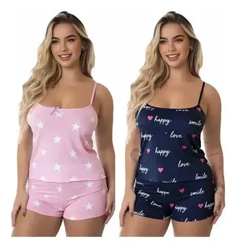 Kit 2 Conjuntos Pijama Feminino Baby Doll Sortidos