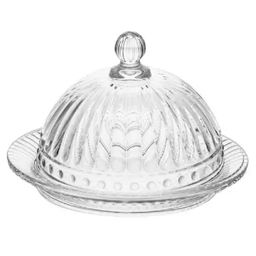 Prato para Doces com Tampa Empire 14,5cm Cristal Lyor Bolos Sobremesas Mesa Posta Organização Decoração Casa Compacto