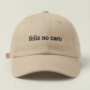 Boné Bege Feliz no Caro Aba Curva Minimalista Estilo Casual Brasileiro 5 cores