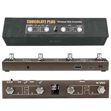 VEDO M-VAVE Chocolate-Plus Pedal MIDI Sem Fio, 4 Botões Foot Switch, Controle por APP, Pedaleira Portátil para Guitarra, Violão, Teclado, Co