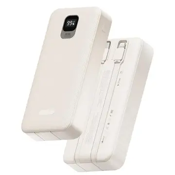 Basike Power Bank 20000mAh, Carregamento Rápido 22,5W, 2 Cabos Integrados