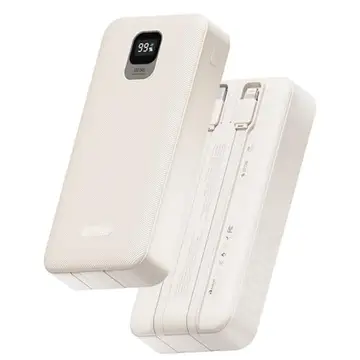 Basike Power Bank 20000mAh, Carregamento Rápido 22,5W, 2 Cabos Integrados