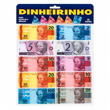 Dinheirinho Educativo Aprendendo a Contar Cédulas de Brinquedo