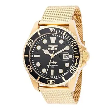relógio invicta pro diver 43mm aço inoxidável dourado quartzo pc32