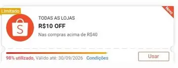 Esgota RÁPIDO 🙀 Novo cupom shopee