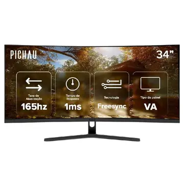 monitor gamer pichau nexus 34 neo s 34 pol va ultrawide curvo wqhd 1ms 165hz