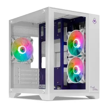 gabinete gamer mancer cv100 purple edition mid-tower 3 fans branco
