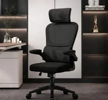 cadeira de escritório laruno preta ergonômica giratória com apoio lombar e braços ajustáveis