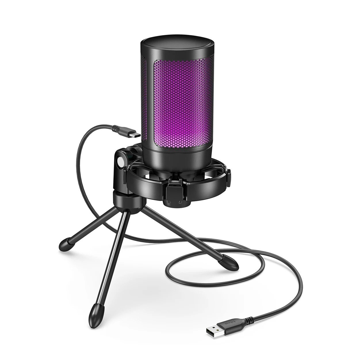 microfone fifine ampligame rgb usb gaming microphone streaming-a2