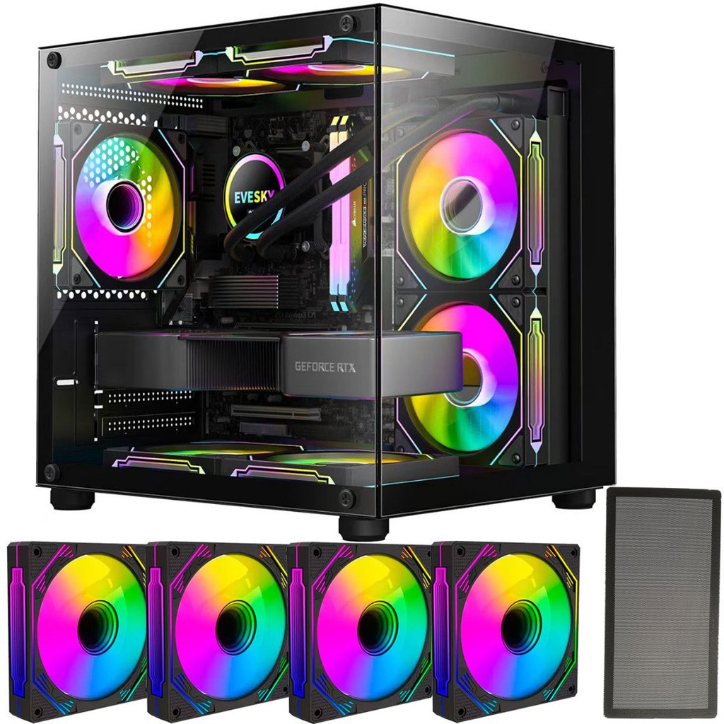 gabinete gamer aquário em vidro com 4 fans RGB GB1796