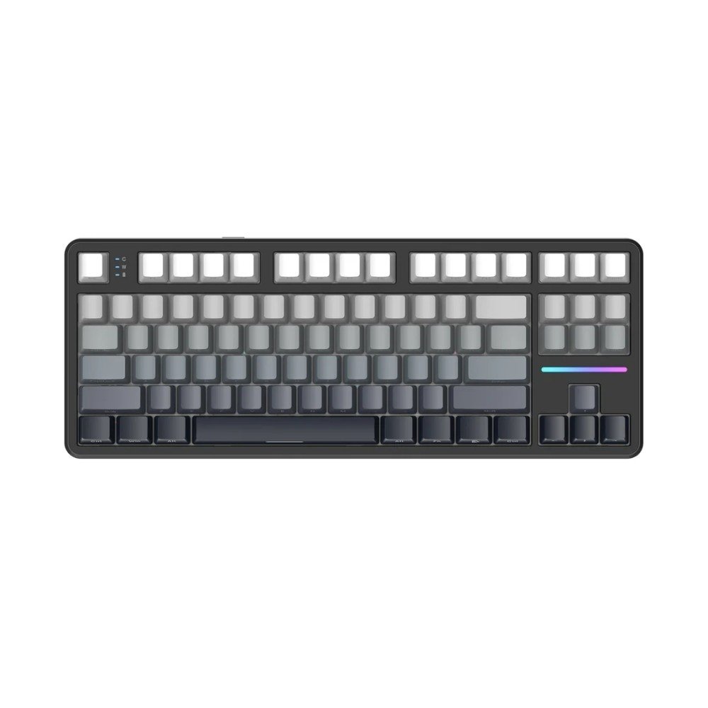 teclado attack shark x87 rgb tri mode wireless bluetooth usb c moonlit night