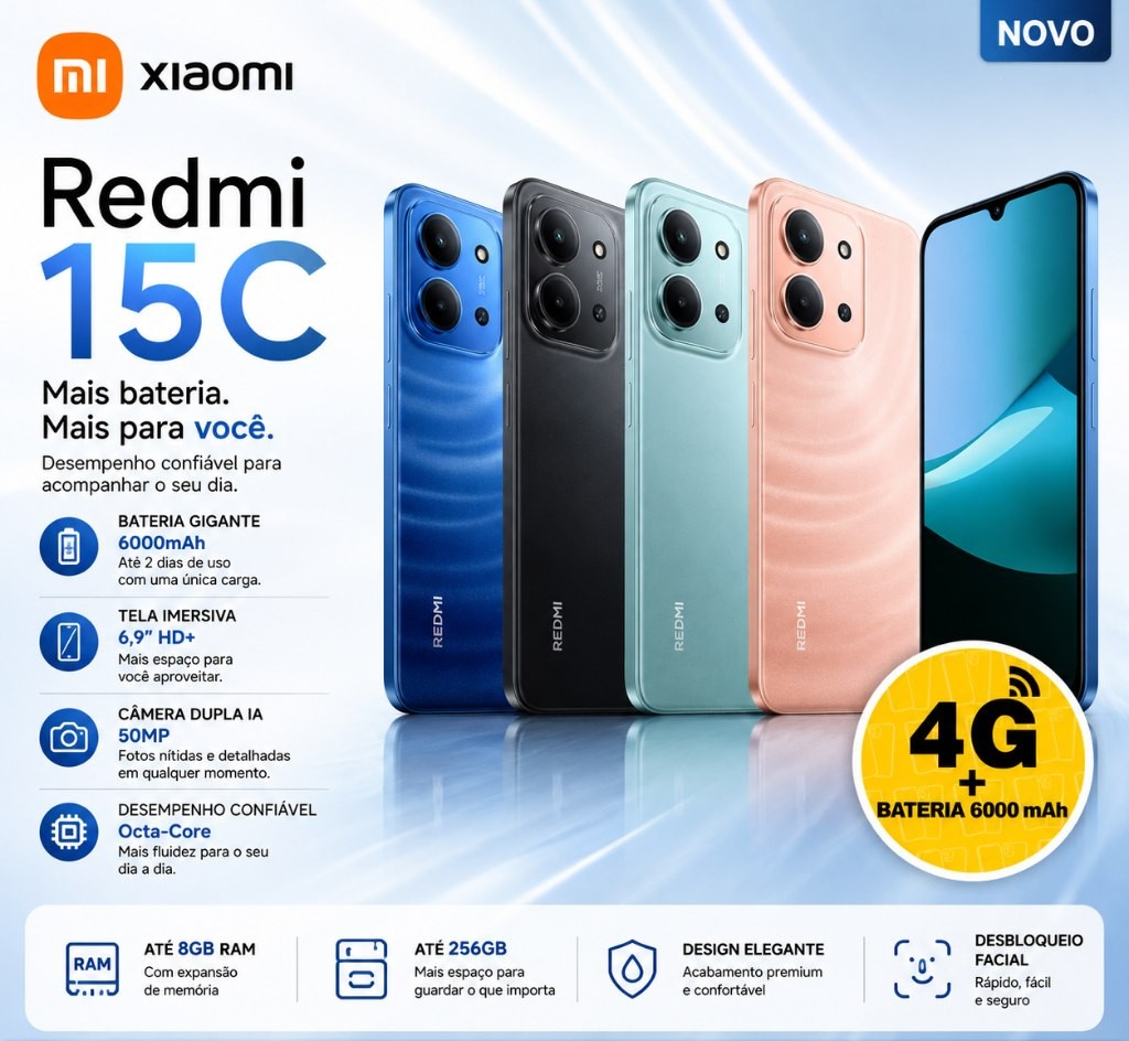celular xiaomi redmi 15c azul 8gb 256gb