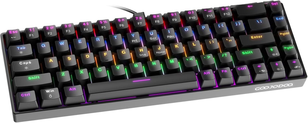 teclado teclado mecânico a1802 gamer switch azui 68 teclas semi 65% rgb hot-swap anti-ghosting preto