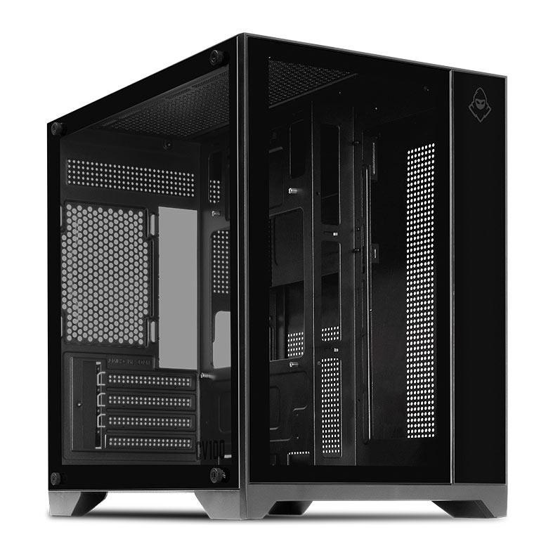 gabinete gamer mancer cv100 mid-tower lateral de vidro preto