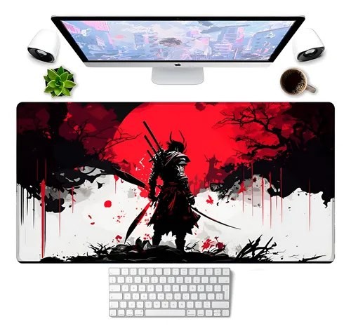mouse pad samurai 90x40cm chinês vermelho premium grande samurai vermelho 90x40