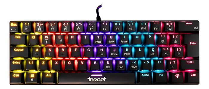 Teclado Mecânico Tgt Sherman V3 C1 Compacto 60% Rainbow Abnt2 Switch Marrom Preto Português Brasil