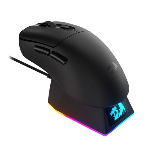 PARCELADO! Mouse Gamer Redragon Ebony Standard Preto 24000 DPI com Dock de Carregamento Magnético Tri Mode USB Tipo-C, USB 2.4GHz, Bluetooth