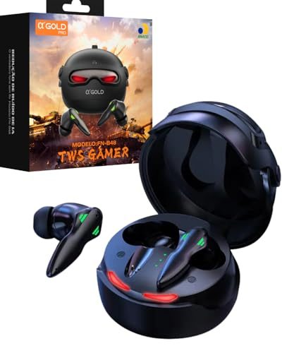 PARCELADO! A'Gold FN-B48 Fone de Ouvido Bluetooth Gamer TWS - Bluetooth 5.4, Redução de Ruído por Inteligência Artficial - IA, 8h de Bateria