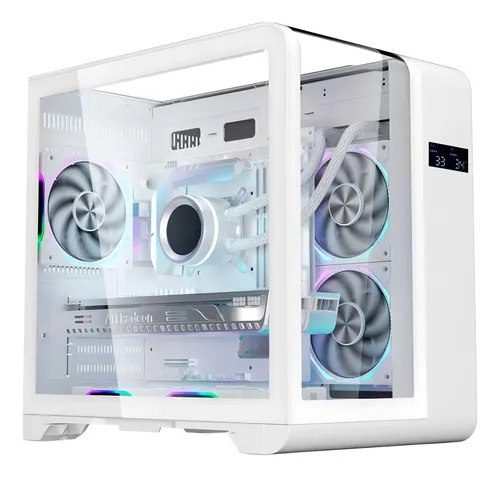PARCELADO! Mid tower Gamer Branco K-Mex Aquario CG-W8KI Cyberpunk c/ Display Digital