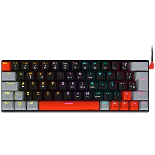PARCELADO! TECLADO GAMER MECANICO PCYES KUROMORI 60% - SWITCH BLUE - LED RAINBOW - PTKM60BL