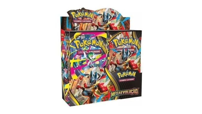 Cartas Booster Pokémon Copag Megaevolução Display com 36 Pacotes