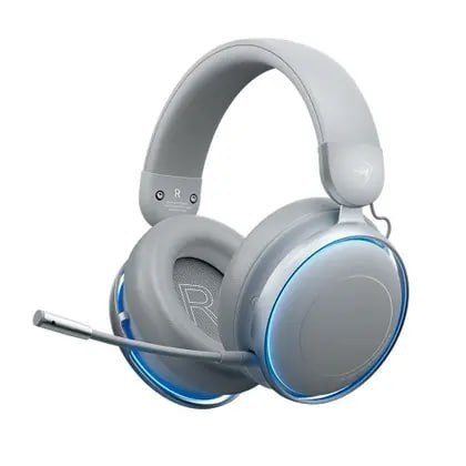 Headset Gamer Machenike Gx60 Bluetooth 5 4 Som Surround 7 1 Drivers 53Mm Wireless 2 4Ghz 15Ms Anc 48Db Bateria 98Hrs Led Azul Gelo Cinza