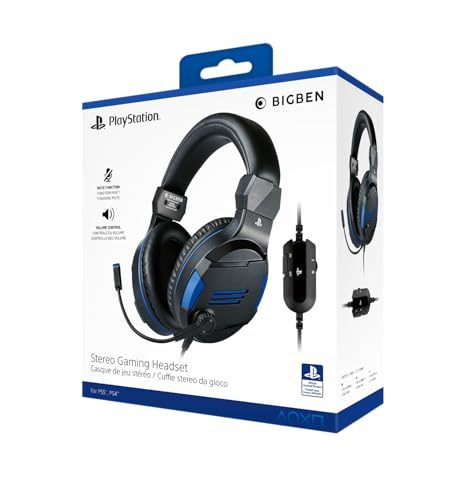 PARCELADO! Fone de ouvido estéreo para jogos Nacon Bigben V3 oficialmente licenciado para PlayStation PS4, PS5 - Preto