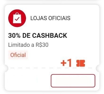 Algumas contas receberam esse cupom 30% Cashback Shopee