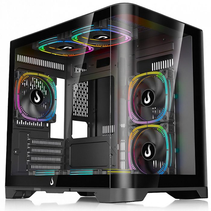 gabinete rise mode galaxy curved mid tower vidro temperado matx