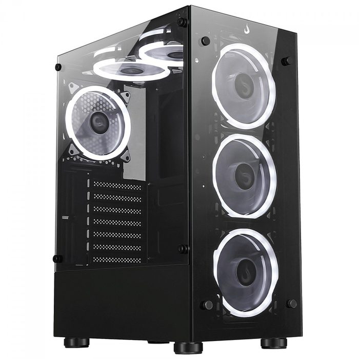 Gabinete Gamer Rise Mode 06X Black Mid Tower Vidro Temperado Atx Sem Fonte Sem Fan Preto Rm Ca 06X Fb
