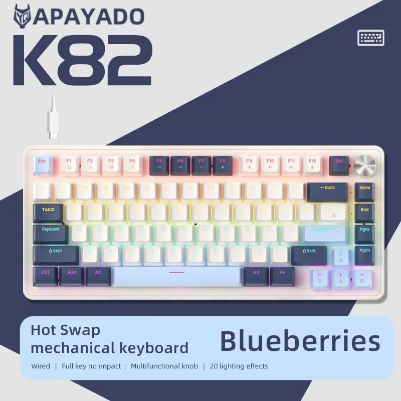 teclado mecânico apayado k82 75% hot swap
