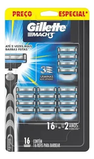 higiene e cuidados pessoais gillette mach3 carga para aparelho 16 unidades