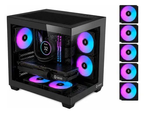gabinete obsid aquario 5 coolers led rgb preto