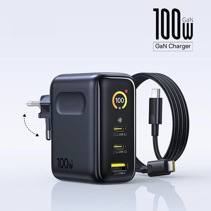 carregador baseus 100w gan dual usb-c display