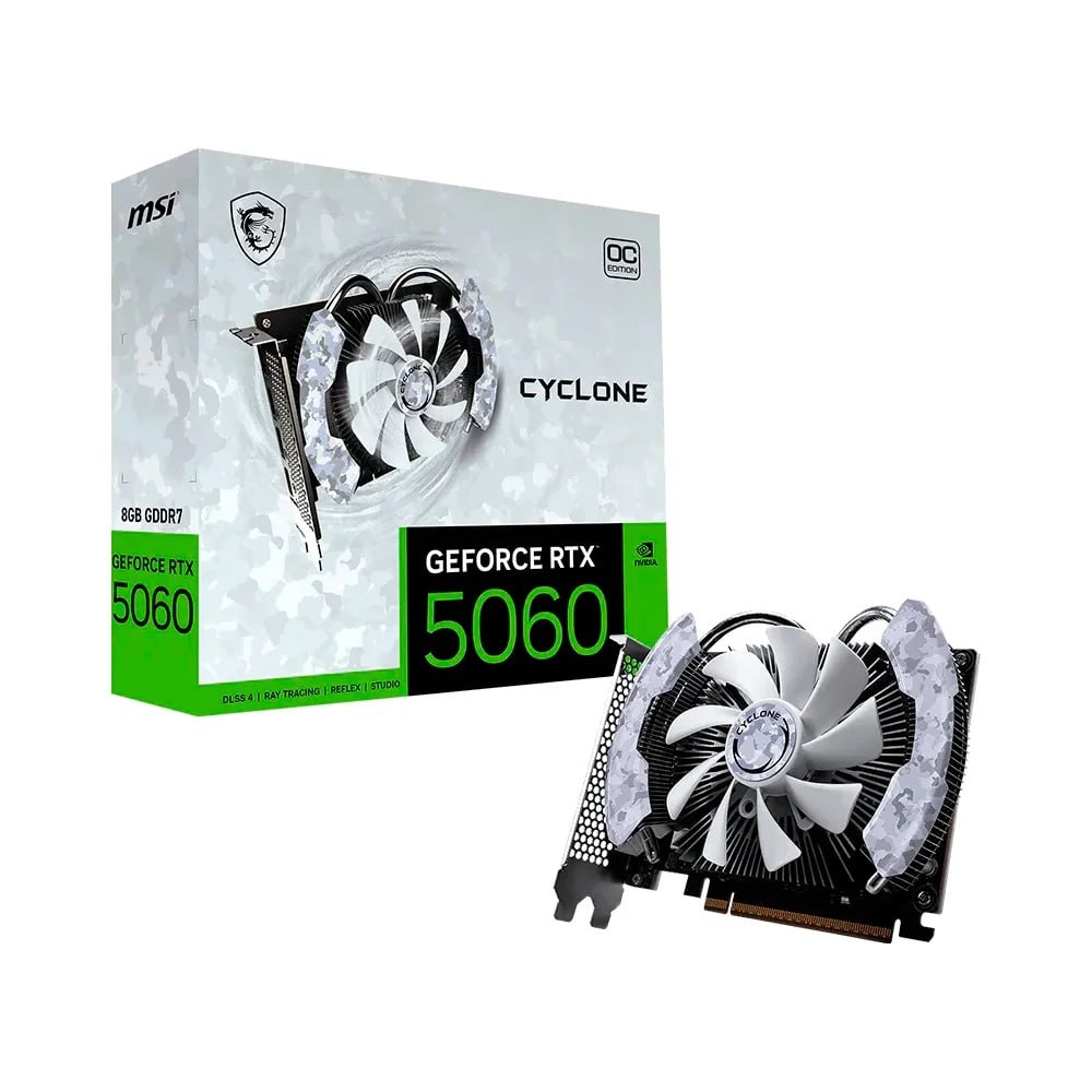 placa de vídeo msi rtx 5060 cyclone oc 8gb gddr7 128-bit 912-v812-205