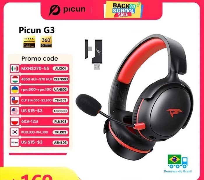headset picun g3 sem fio 2.4ghz