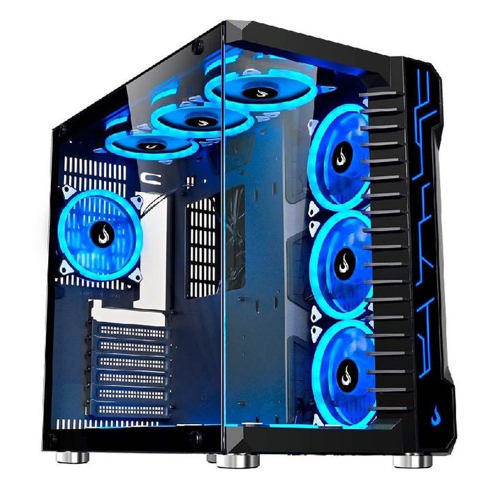 Gabinete Gamer Rise Mode Galaxy Glass Mid Tower Atx Lateral E Frontal Em Vidro Temperado Sem Fans Preto Rm Ga Gg Fb