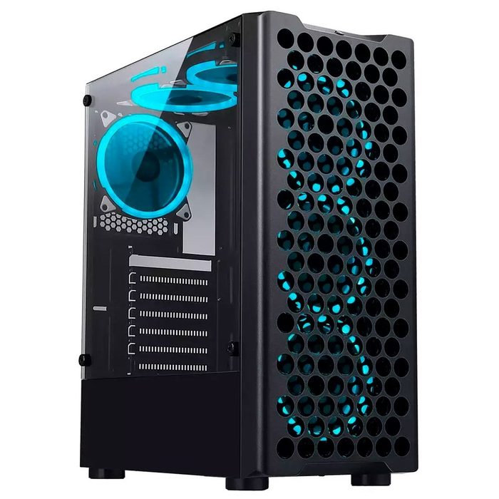gabinete gamer rise mode x5 glass rgb vidro fumê sem fans preto