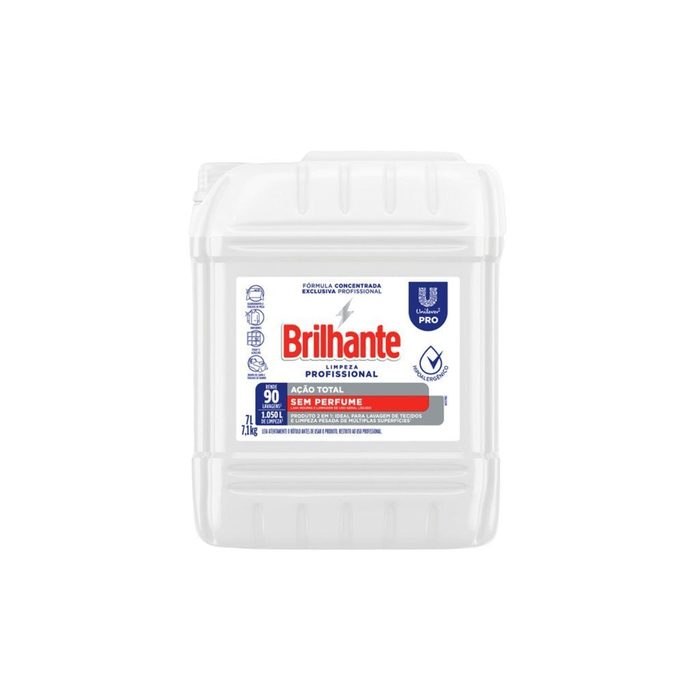 Sabão Líquido Ação Total Sem Perfume 7L Brilhante