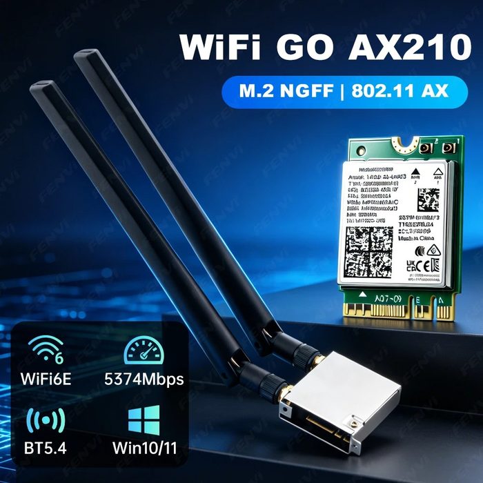 WiFi 6E Go Box AX210 NGFF M.2 WiFi 6E 5374Mbps, Bluetooth 5.3